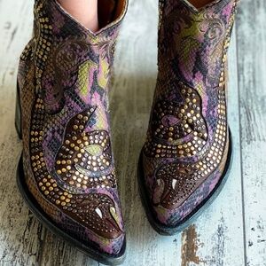Old Gringo Snake Print Boot with Appliqued, Embellished and Studded Snake